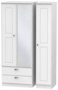 Victoria White 3 Door Tall Combi Wardrobe - 1 Mirror and LHF 2 Drawers