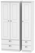 Victoria White 3 Door Tall Triple Wardrobe - 4 Drawers
