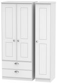 Victoria White 3 Door Triple Wardrobe - LHF 2 Drawers