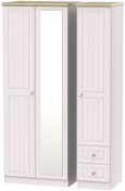 Vienna Cashmere 3 Door Tall Combi Wardrobe - 1 Mirror and RHF 2 Drawers