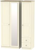Vienna Cream 3 Door Combi Wardrobe - 1 Mirror and RHF 2 Drawers