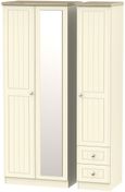 Vienna Cream 3 Door Tall Combi Wardrobe - 1 Mirror and RHF 2 Drawers
