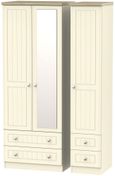 Vienna Cream 3 Door Tall Combi Wardrobe - 1 Mirror