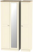 Vienna Cream 3 Door Tall Triple Wardrobe - 1 Mirror