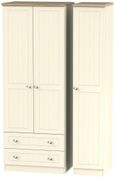 Vienna Cream 3 Door Tall Triple Wardrobe - LHF 2 Drawers