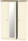 Vienna Cream 3 Door Triple Wardrobe - 1 Mirror