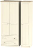 Vienna Cream 3 Door Triple Wardrobe - LHF 2 Drawers