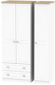 Vienna Porcelain 3 Door Tall Triple Wardrobe - LHF 2 Drawers
