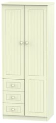 Warwick Cream 2 Door Wardrobe - RHF 3 Drawers