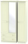 Warwick Cream 3 Door Tall Combi Wardrobe - 1 Mirror and LHF 2 Drawers