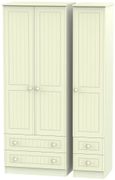 Warwick Cream 3 Door Tall Triple Wardrobe - 4 Drawers