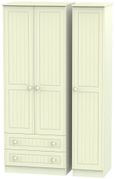 Warwick Cream 3 Door Tall Triple Wardrobe - LHF 2 Drawers