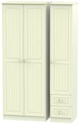 Warwick Cream 3 Door Tall Triple Wardrobe - RHF 2 Drawers