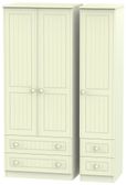 Warwick Cream 3 Door Triple Wardrobe -  4 Drawers
