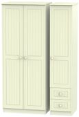Warwick Cream 3 Door Triple Wardrobe - RHF 2 Drawers