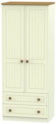Warwick Cream and Oak 2 Door 2 Drawer Double Wardrobe