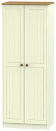 Warwick Cream and Oak 2 Door Plain Tall Wardrobe