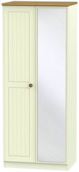 Warwick Cream and Oak 2 Door Wardrobe - 1 Mirror
