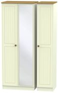 Warwick Cream and Oak 3 Door Tall Triple Wardrobe - 1 Mirror