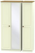 Warwick Cream and Oak 3 Door Triple Wardrobe - 1 Mirror