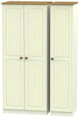 Warwick Cream and Oak 3 Door Triple Wardrobe