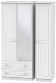 Warwick White 3 Door Combi Wardrobe - 1 Mirror and LHF 2 Drawers