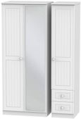 Warwick White 3 Door Combi Wardrobe - 1 Mirror and RHF 2 Drawers