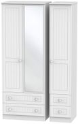 Warwick White 3 Door Tall Combi Wardrobe - 1 Mirror 4 Drawer