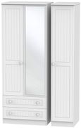 Warwick White 3 Door Tall Combi Wardrobe - 1 Mirror and LHF 2 Drawers