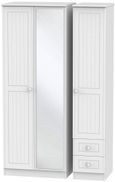 Warwick White 3 Door Tall Combi Wardrobe - 1 Mirror