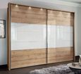 Arco Sliding Wardrobe - 2 Door - Oak and White Glass