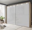 Berlin Sliding Wardrobe - 2 Door - White Glass and Oak Carcase