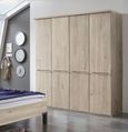 Dakar 2 Wardrobe - 4 Door - Rustic Oak - Slate Handles