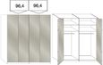 Loft Wardrobe - 4 Door Bi Fold - Grey Glass and Oak Carcase