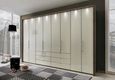 Loft Wardrobe - 8 Door Bi Fold - Magnolia Glass and Oak Carcase - 6 Centre Drawers