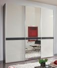 Rialto Sliding Wardrobe - 3 Door Mirror - White Glass and Graphite Trim