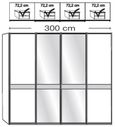 Rialto Sliding Wardrobe - 4 Door Mirror - White Glass and Graphite Trim - 300cm