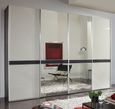 Rialto Sliding Wardrobe - 4 Door Mirror - White Glass and Graphite Trim - 300cm