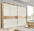 Wega Sliding Wardrobe - 2 Door - Oak and Champagne Glass