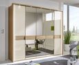 Wega Wardrobe - 5 Door Mirror - Oak and Champagne Glass