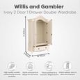 Ivory Wardrobe - 2 Door - 1 Drawer