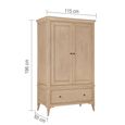 Toulon Wardrobe - 2 Door - 1 Drawer - Oak