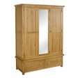 Woburn Mirror Wardrobe - 3 Door - 2 Drawer - Rustic Oak