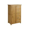 Woburn Short Wardrobe - 1 Door 5 Drawer - Rustic Oak