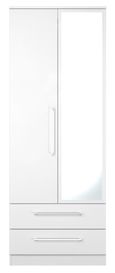 Worcester White 2 Door Tall Combi Wardrobe - 1 Mirror