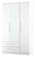 Worcester White 3 Door Tall Combi Wardrobe - LHF 2 Drawers