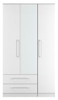 Worcester White 3 Door Tall Combi Wardrobe - LHF 2 Drawers