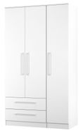 Worcester White 3 Door Tall Triple Wardrobe - LHF 2 Drawers
