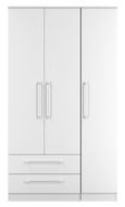 Worcester White 3 Door Tall Triple Wardrobe - LHF 2 Drawers