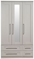 York Cashmere 3 Door Tall Combi Wardrobe - 1 Mirror